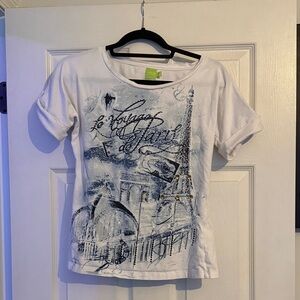 Adam Jacobs White Tee with Paris design